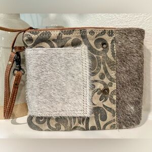 Myra Bag Hide and Canvas Wristlet